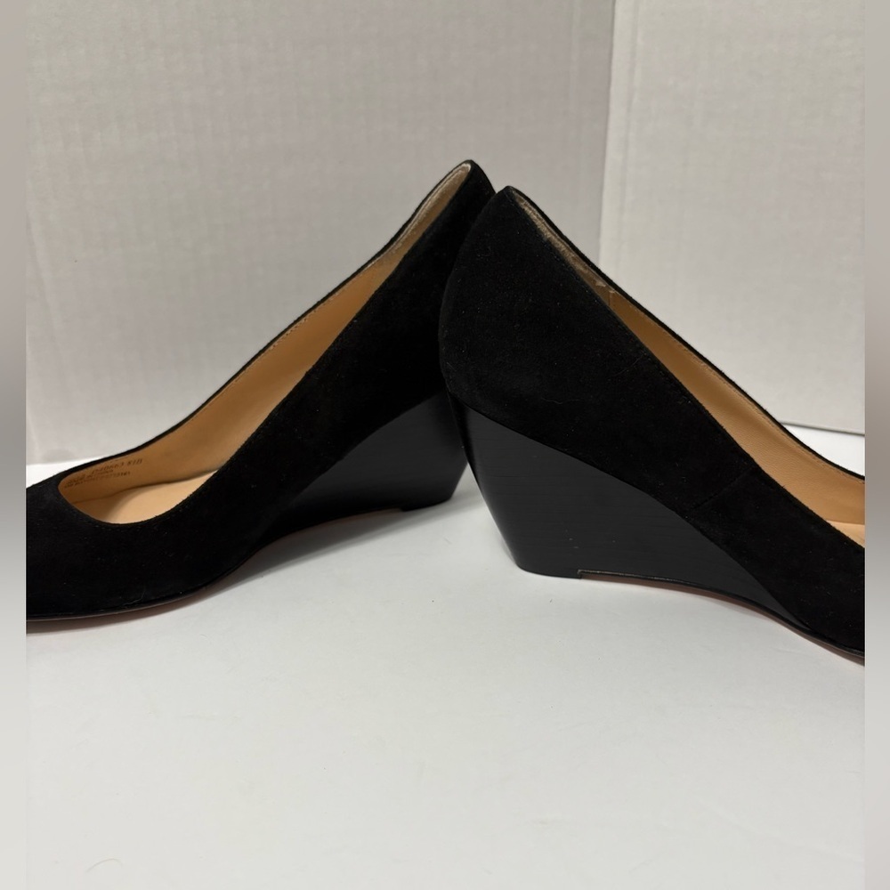 Cole Haan Lainey Ballet Black Suede Wedge Dress Heels w Nike‎ Comfort Sole Round - Picture 9 of 11